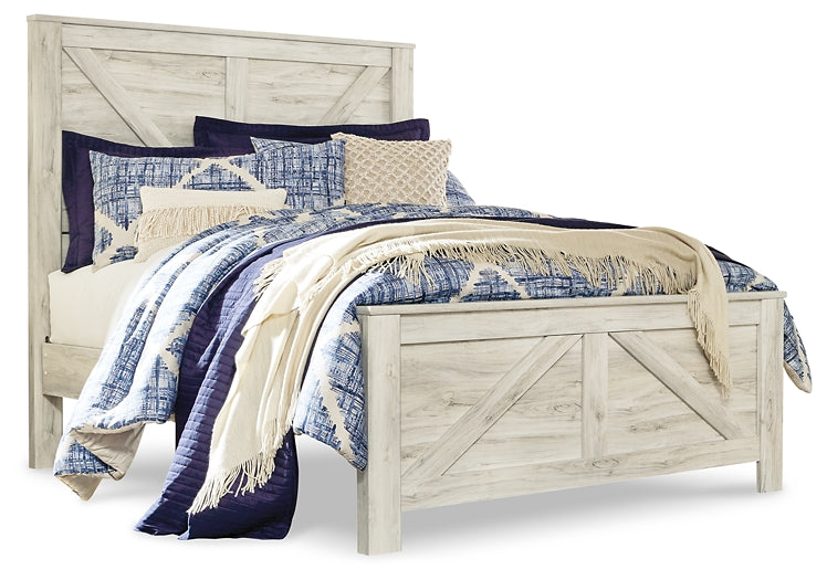 Bellaby Crossbuck Panel Bed With Mirrored Dresser And 2 Nightstands