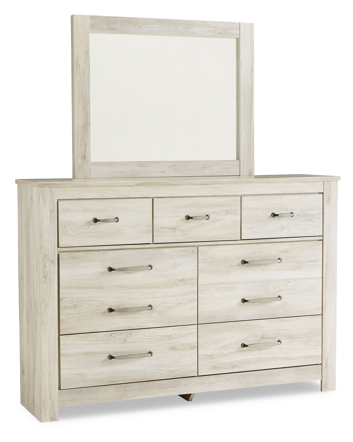 Bellaby Crossbuck Panel Bed With Mirrored Dresser And 2 Nightstands