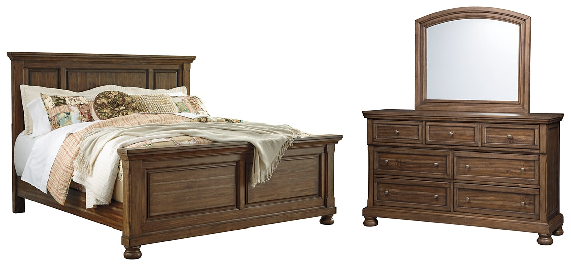 Flynnter Panel Bed With Mirrored Dresser