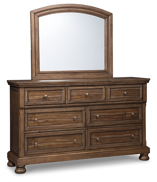 Flynnter Panel Bed With Mirrored Dresser
