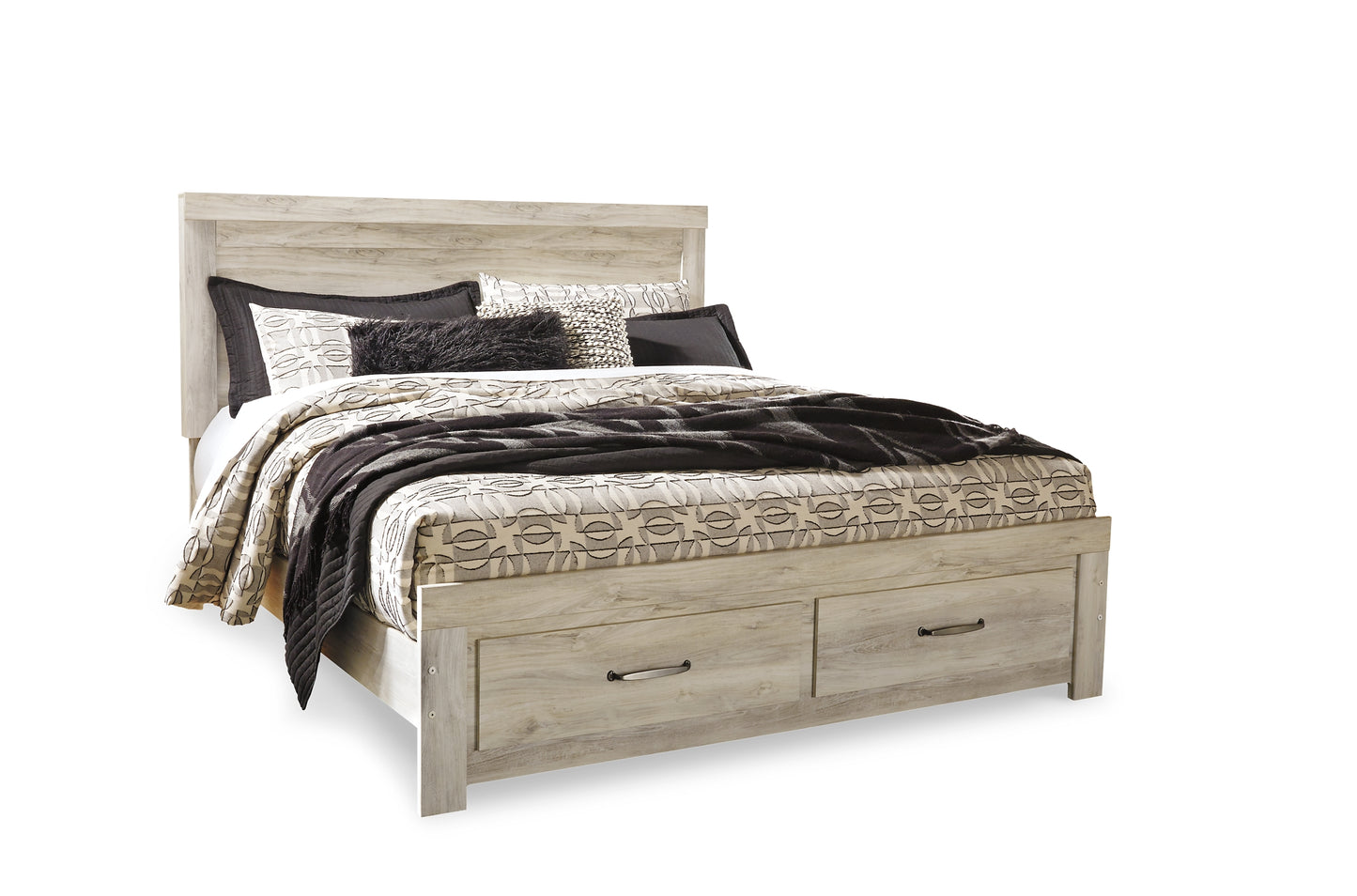 Bellaby Queen Platform Bed with 2 Storage Drawers with Mirrored Dresser