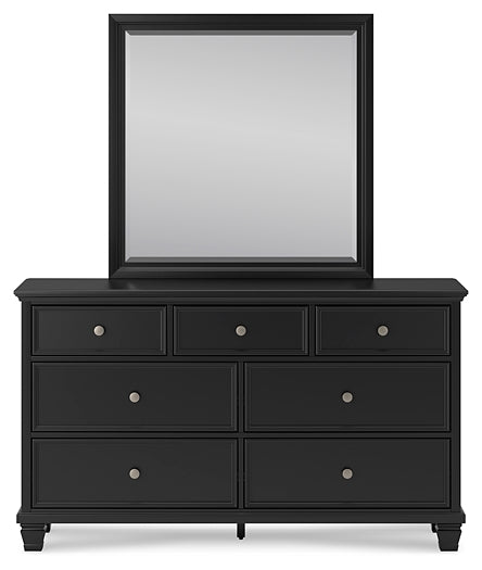 Lanolee Twin Panel Bed with Mirrored Dresser