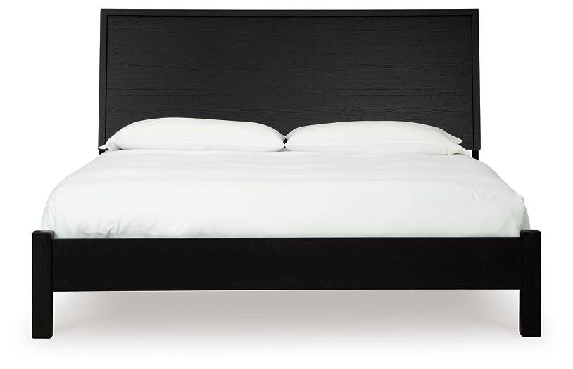 Danziar Queen Panel Bed with Mirrored Dresser