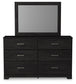 Belachime King Panel Bed with Mirrored Dresser and Chest