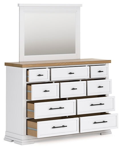 Ashbryn King Panel Storage Bed with Mirrored Dresser, Chest and Nightstand
