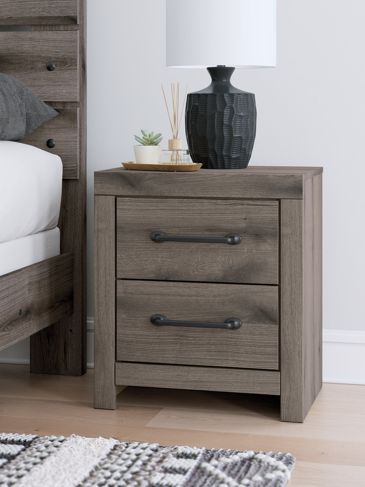 Graystorm Twin Panel Storage Bed with Mirrored Dresser and Nightstand