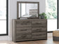Graystorm Full Panel Bed with Storage with Mirrored Dresser and Chest
