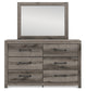 Graystorm Full Panel Bed with Storage with Mirrored Dresser and Nightstand