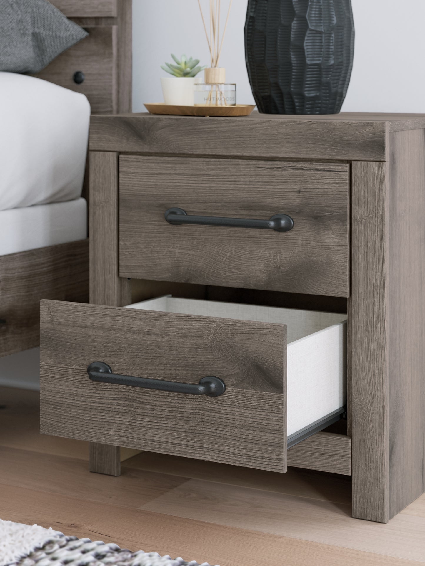 Graystorm Twin Panel Bed with Storage with Mirrored Dresser, Chest and Nightstand