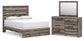Graystorm Queen Panel Bed with Mirrored Dresser
