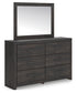Hollivern Full Panel Bed with Storage with Mirrored Dresser