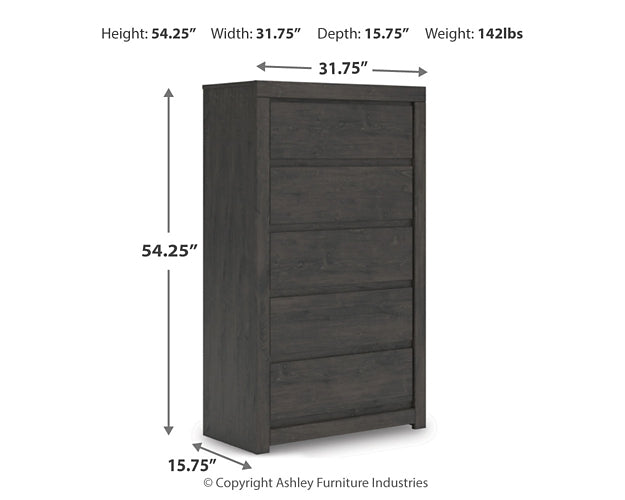 Fraluna King Panel Bed with Mirrored Dresser and Chest