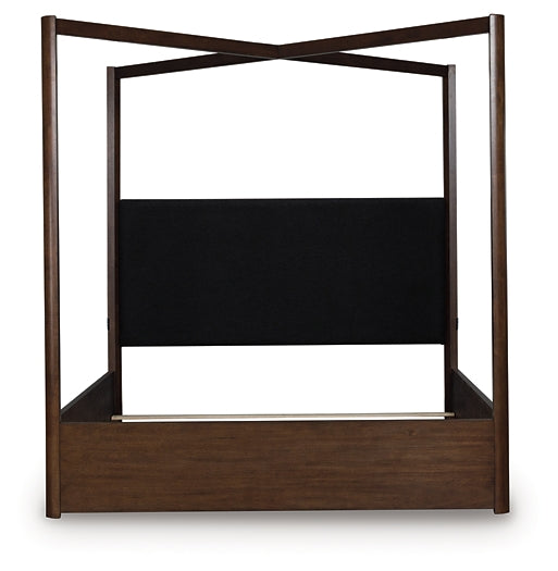 Dilenno Queen Canopy Bed with Mirrored Dresser and Chest