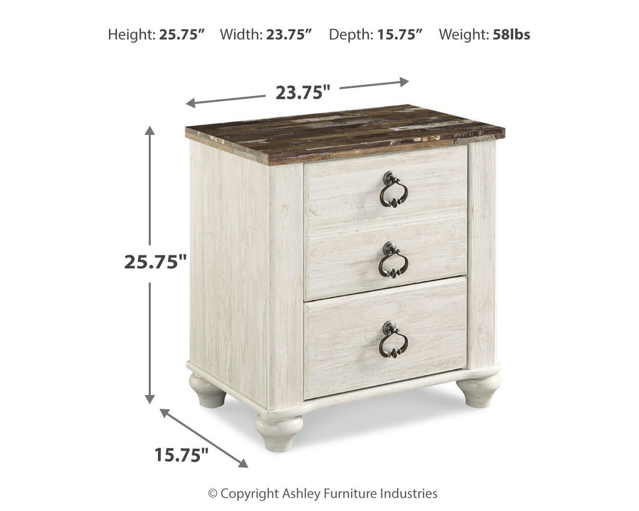Willowton Two Drawer Night Stand