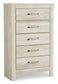 Bellaby Queen Crossbuck Panel Bed with Mirrored Dresser, Chest and 2 Nightstands