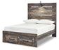 Drystan Queen Panel Bed with 2 Storage Drawers with Mirrored Dresser, Chest and Nightstand
