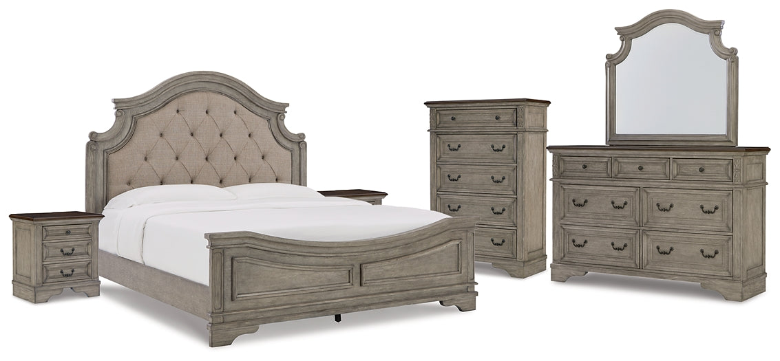 Lodenbay California King Panel Bed with Mirrored Dresser, Chest and 2 Nightstands