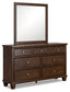 Danabrin Queen Panel Bed with Mirrored Dresser, Chest and Nightstand